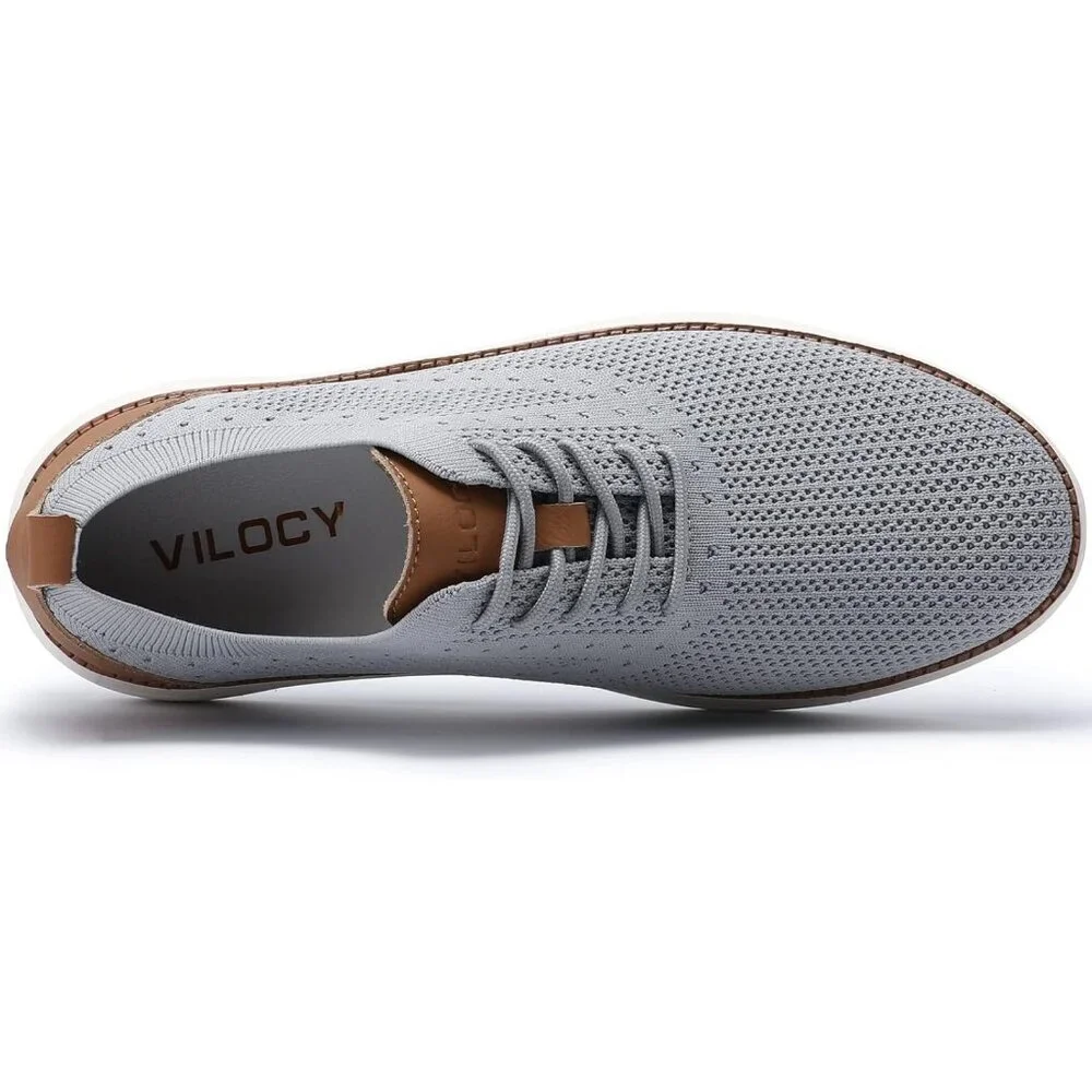 ⚡Men Light Grey Oxford Business Mesh Breathable Tennis Comfortable Walking Shoes